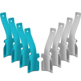 8 Packs Portable Lazy Shoes Helper Shoe Wear Helper Shoe Lifting Helper for Men Women Kids, Sock Slider Handled Shoe Horn for Seniors, Elderly, Disabled, Fits All Shoes, Blue and Grey