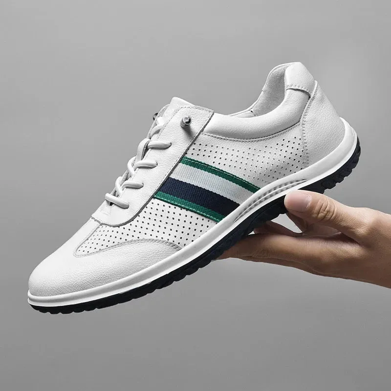 Aidase Genuine Leather shoes Men Sneakers Slip On Casual Leather Shoes Classic Soft Breathable Men Shoes Flats New