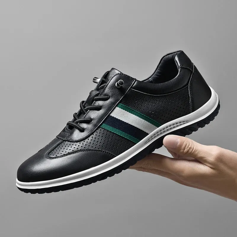 Aidase Genuine Leather shoes Men Sneakers Slip On Casual Leather Shoes Classic Soft Breathable Men Shoes Flats New