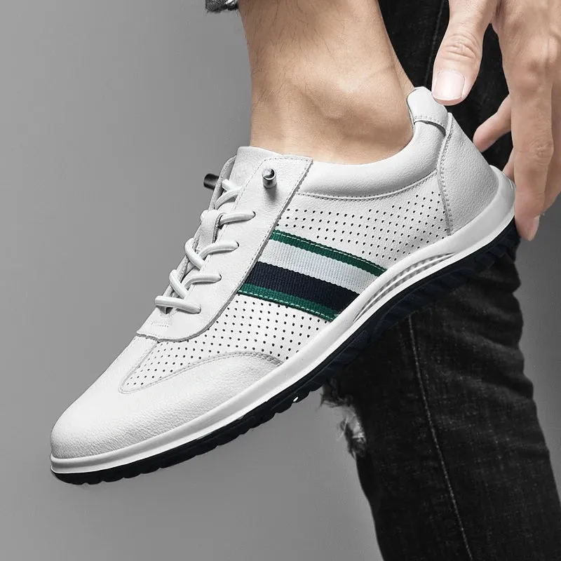 Aidase Genuine Leather shoes Men Sneakers Slip On Casual Leather Shoes Classic Soft Breathable Men Shoes Flats New