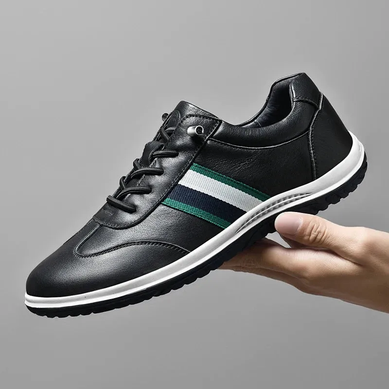 Aidase Genuine Leather shoes Men Sneakers Slip On Casual Leather Shoes Classic Soft Breathable Men Shoes Flats New