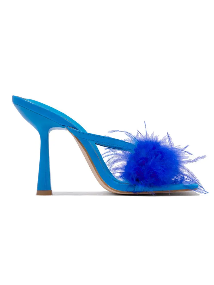 Amozae-Feather Fur High Heel Mules