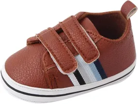 Baby Boys Girls Double Strap Leather Prewalker Sneakers Toddler Infant Anti-Slip Soft Lightweight First Step Shoes