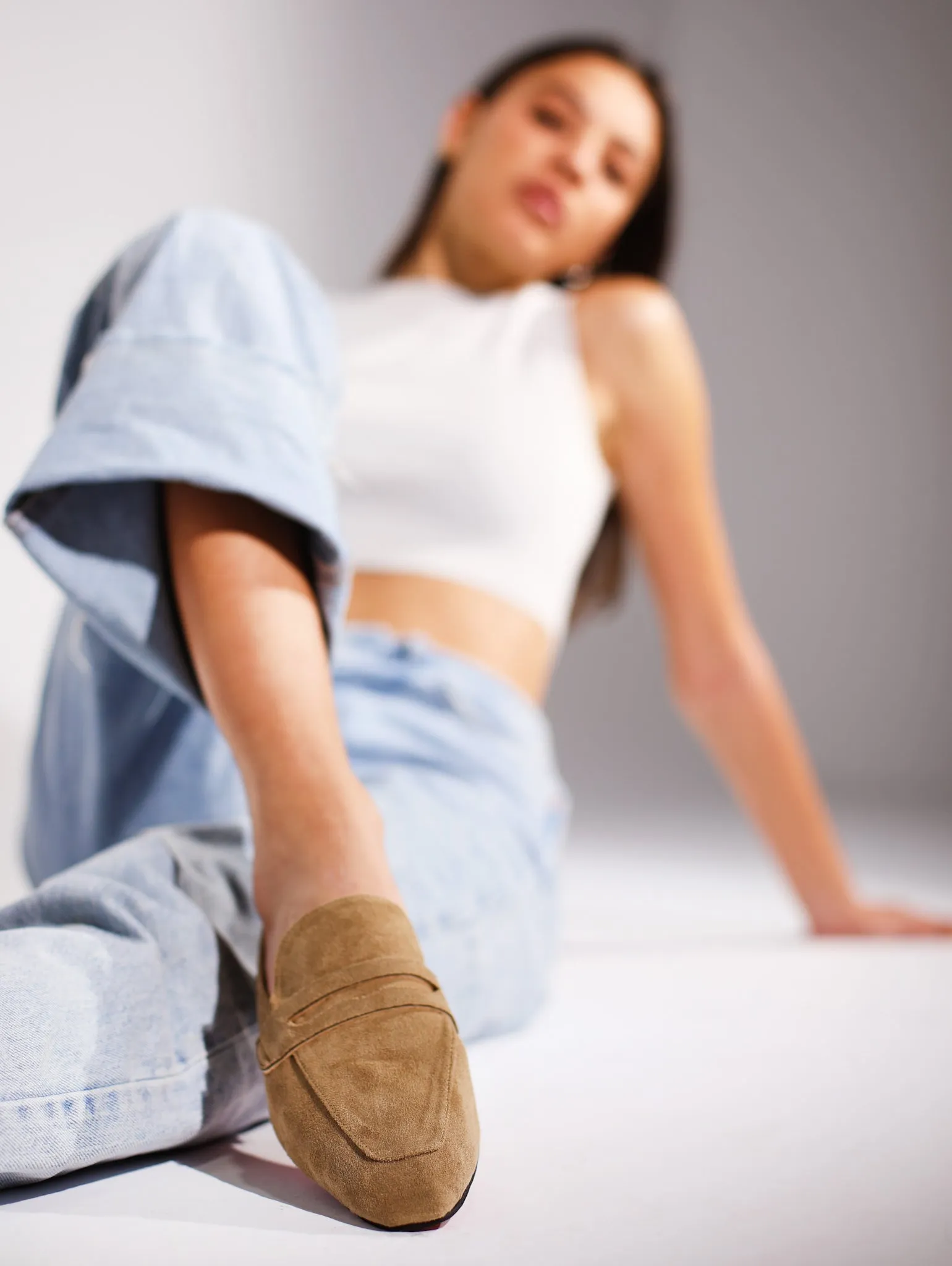 Beige French Back-Band Loafers