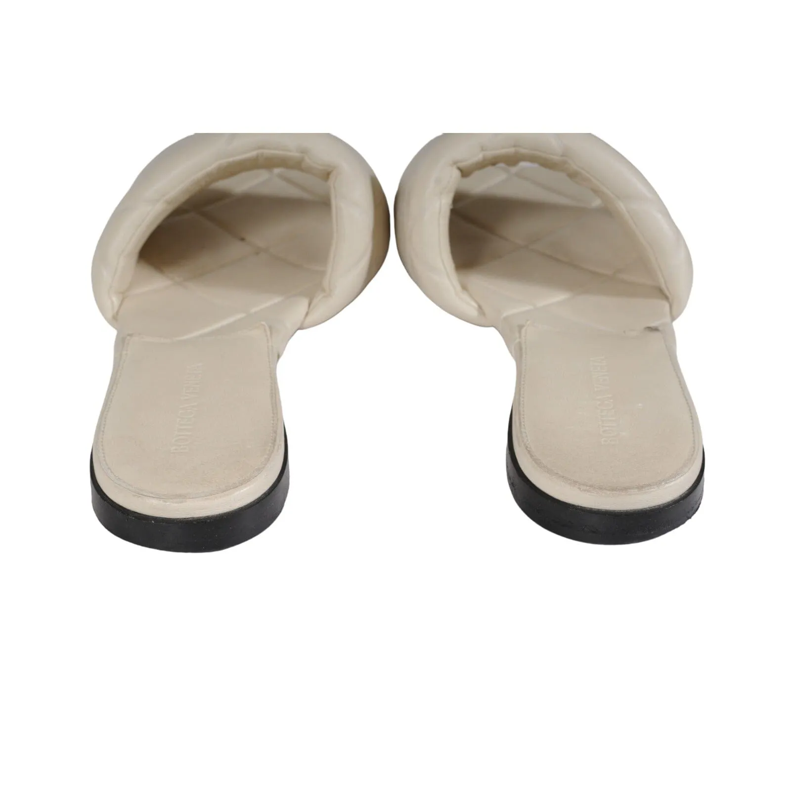 Bottega Veneta Women Intrecciato Lido Sandal White  Leather Flats