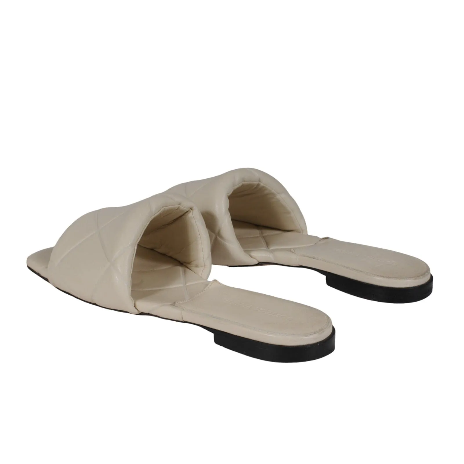 Bottega Veneta Women Intrecciato Lido Sandal White  Leather Flats