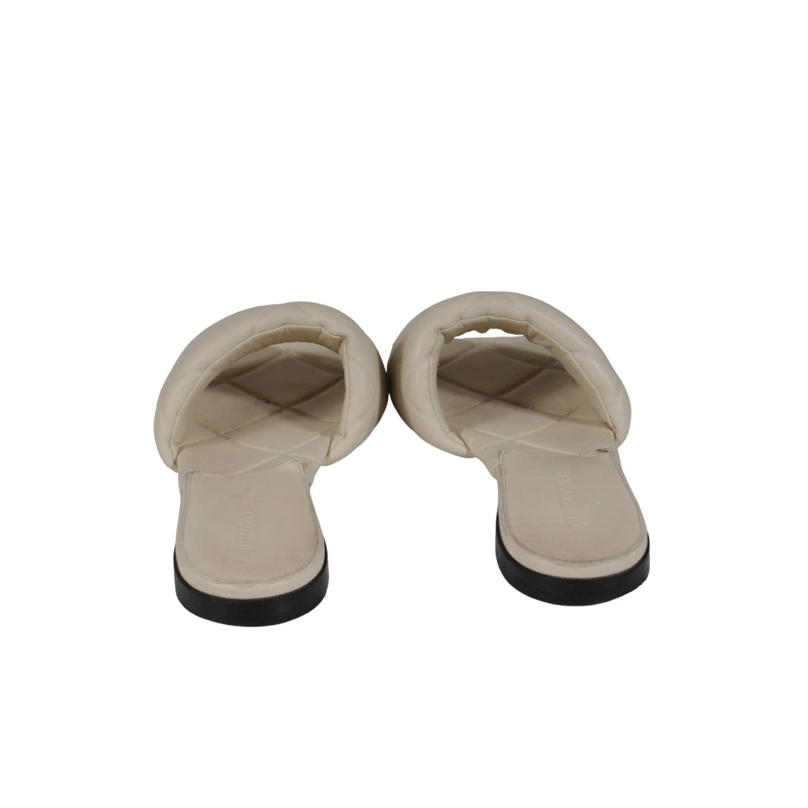 Bottega Veneta Women Intrecciato Lido Sandal White  Leather Flats