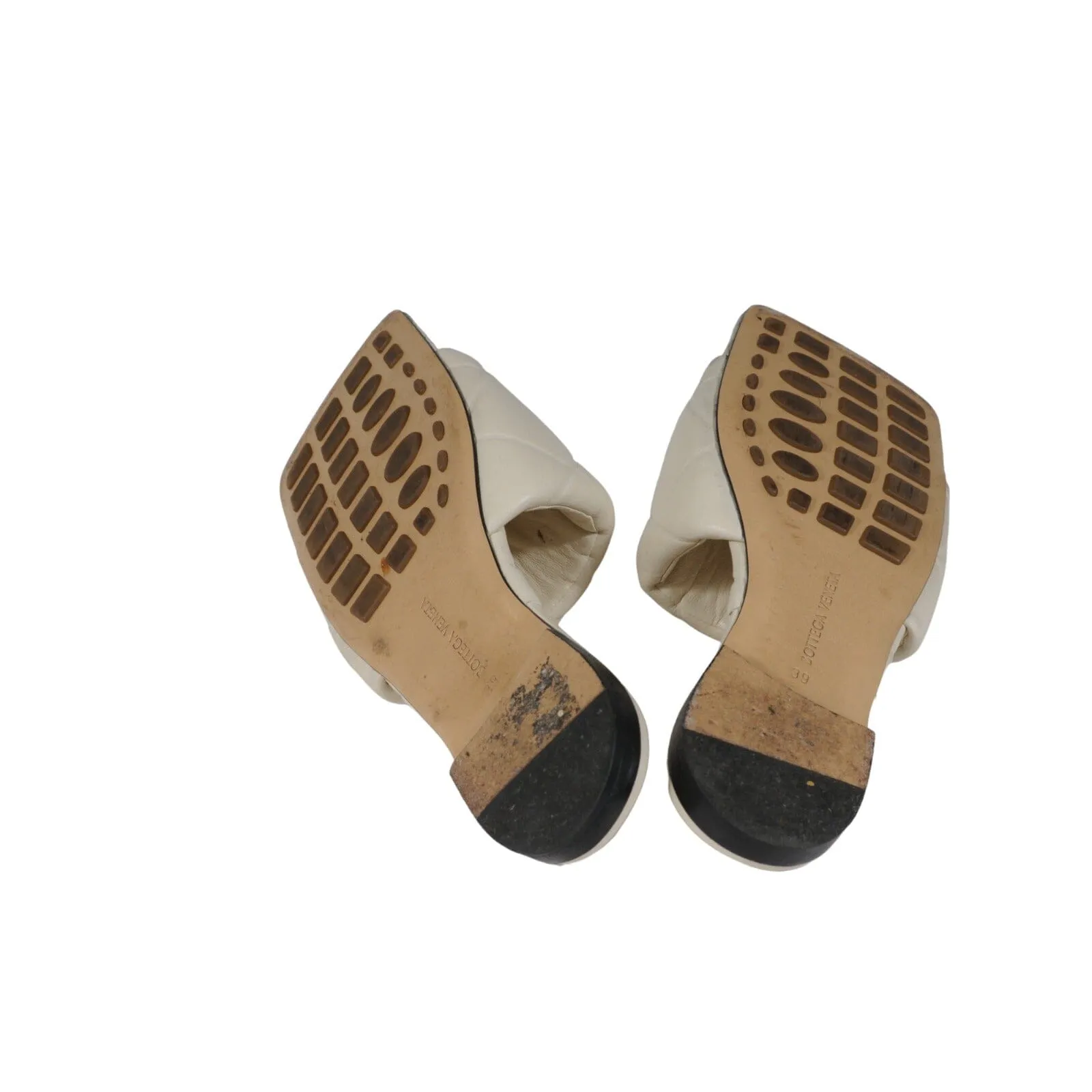 Bottega Veneta Women Intrecciato Lido Sandal White  Leather Flats