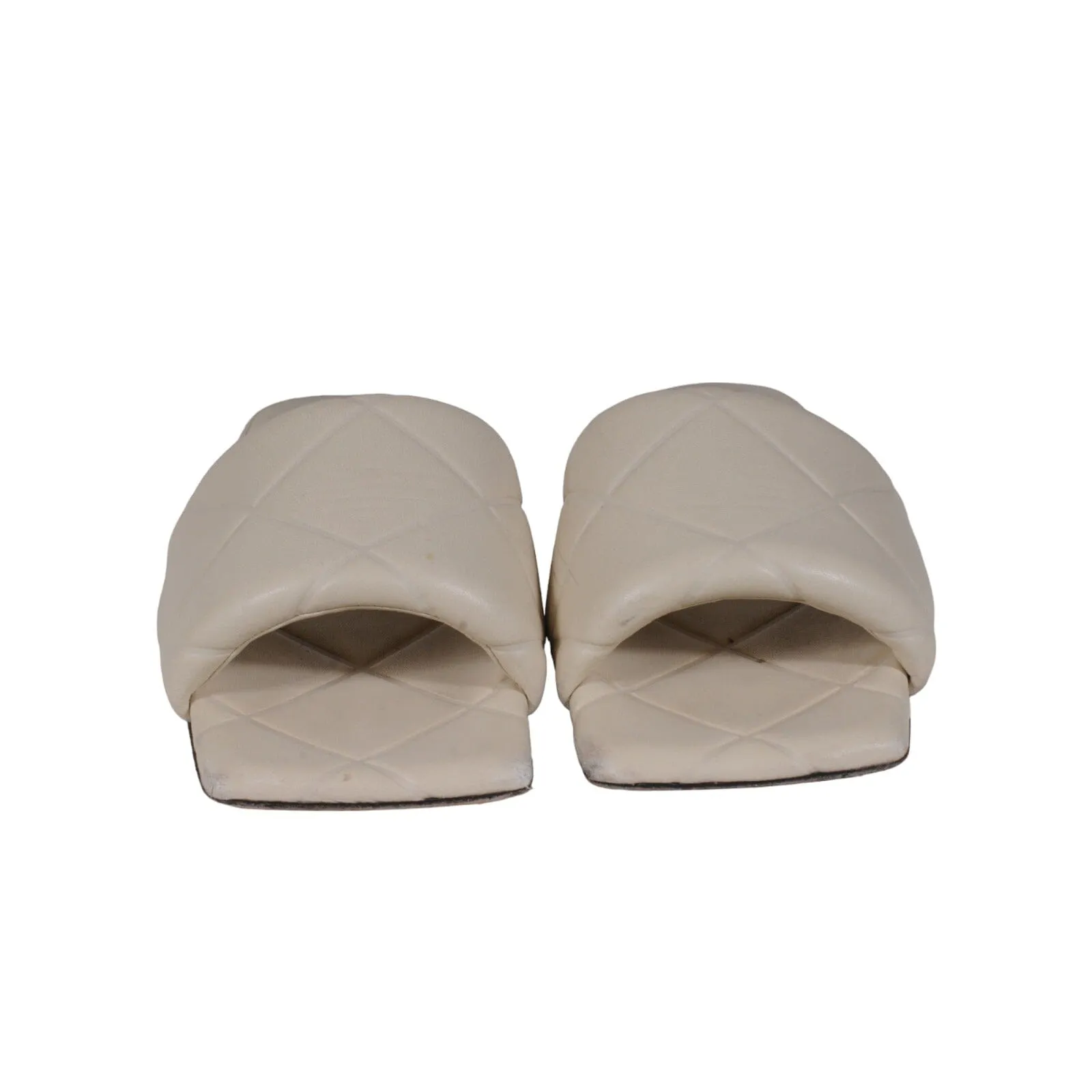 Bottega Veneta Women Intrecciato Lido Sandal White  Leather Flats
