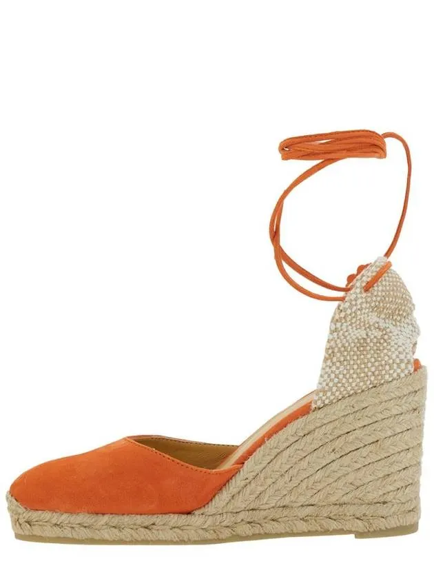 'Carina' Orange And Beige Espadrilles With Wedge And Closed Toe In Canvas And Suede Women