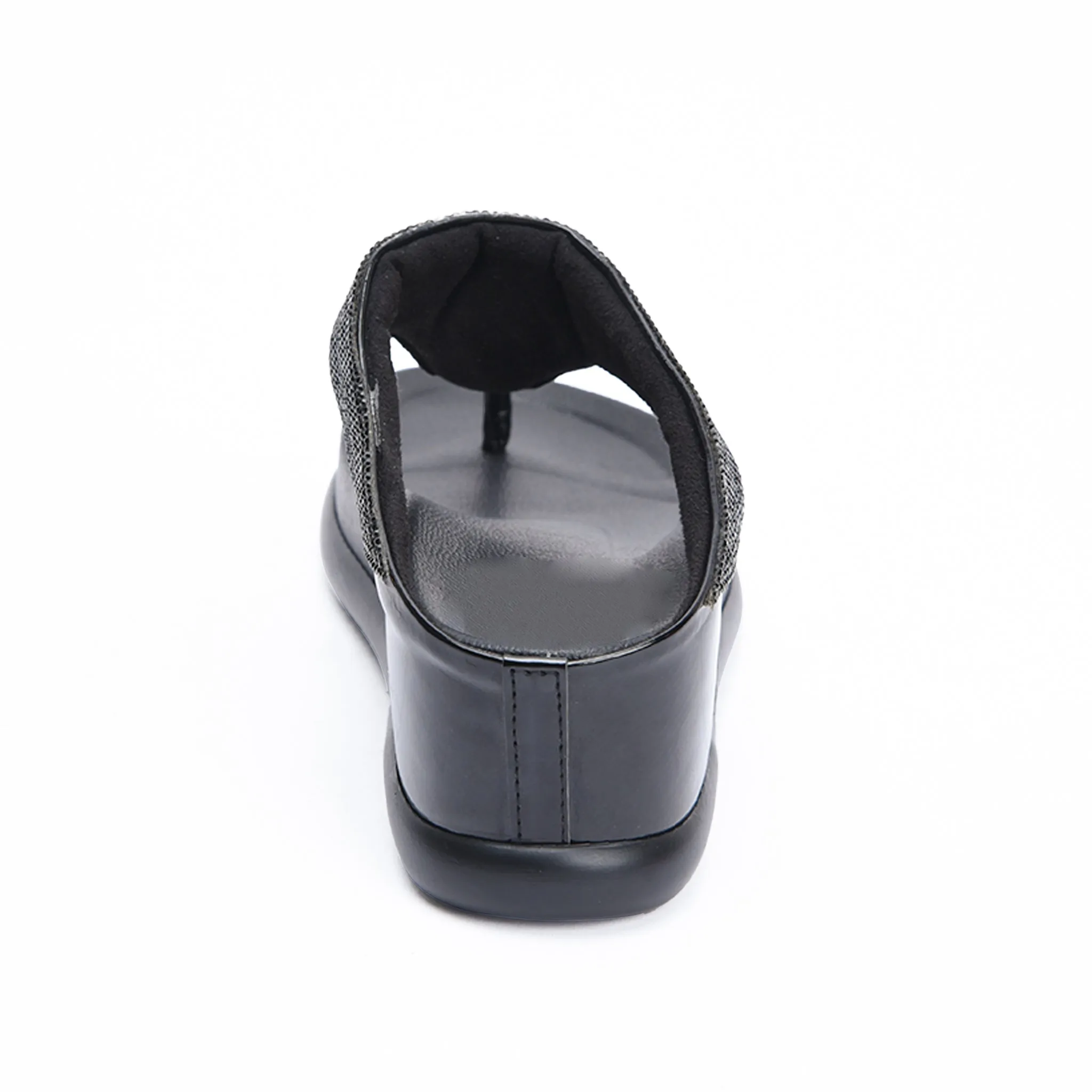 Chic Black Comfort Wedge Slippers | 734R-C