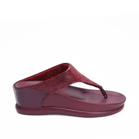 Chic Maroon Comfort Wedge Slippers | 734R-M