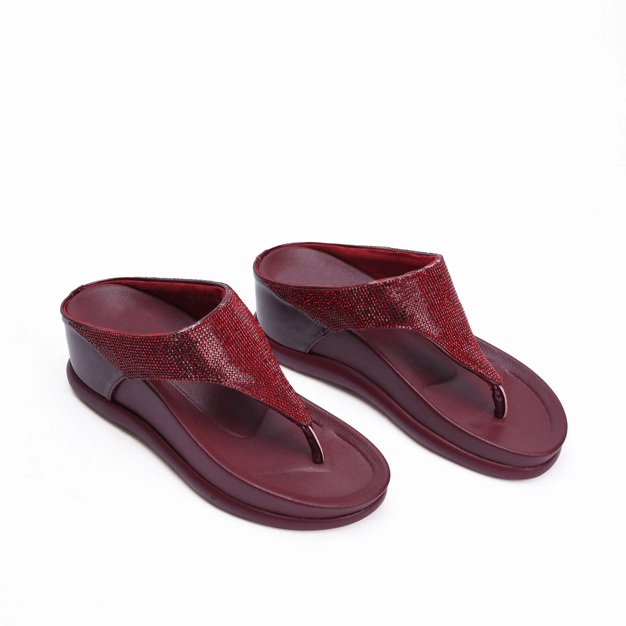 Chic Maroon Comfort Wedge Slippers | 734R-M