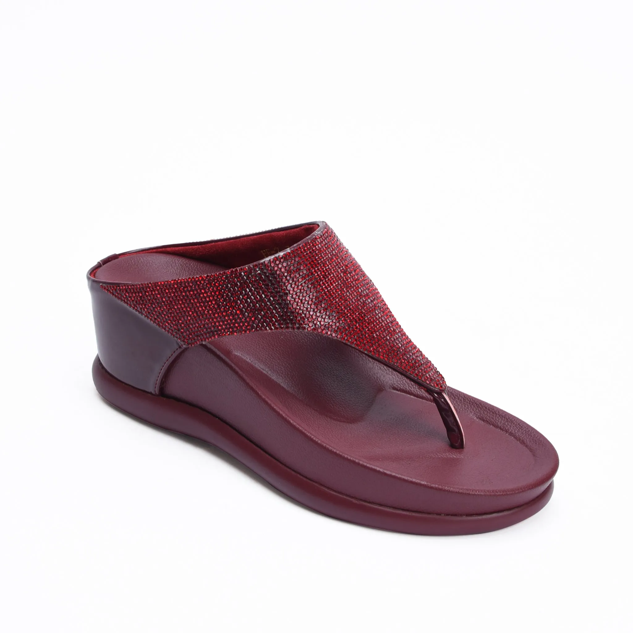 Chic Maroon Comfort Wedge Slippers | 734R-M