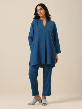 Classic Blue Slub Texture Relax Fit Co-Ord Set