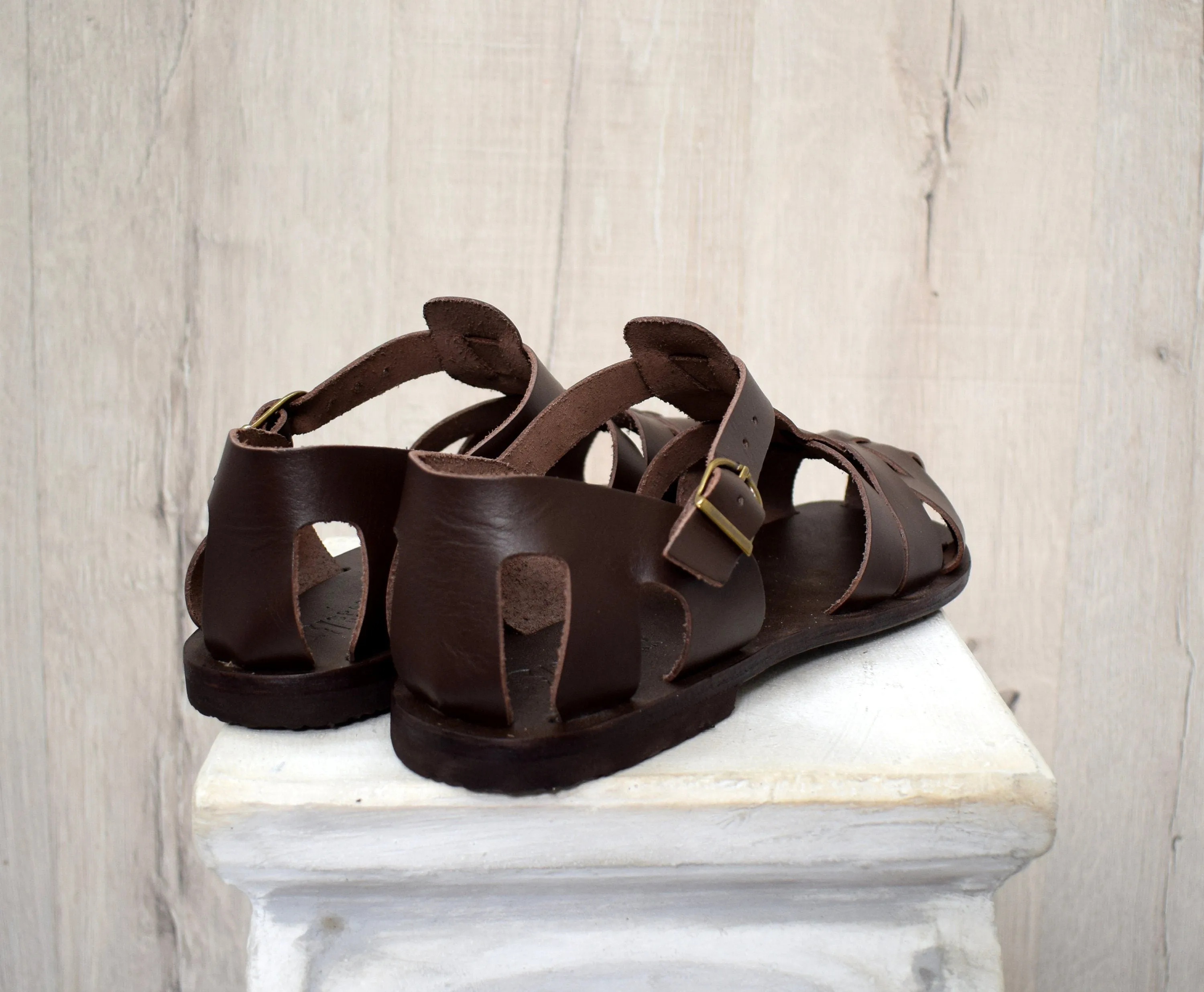 Closed toe Men Fisherman sandals Handmade greek leather sandals. Spartasandals. Poseidon.