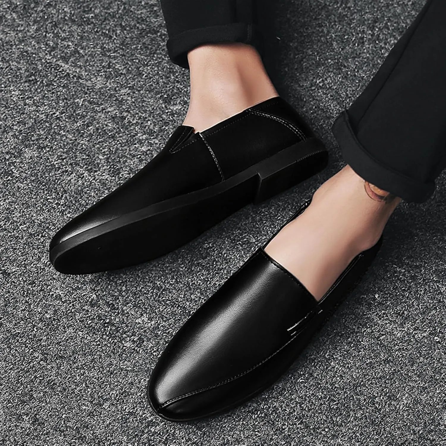 Dress Shoes for Men Men's Slip-On Casual Loafers Genuine Leather Outdoor Flats for Comfort and Style