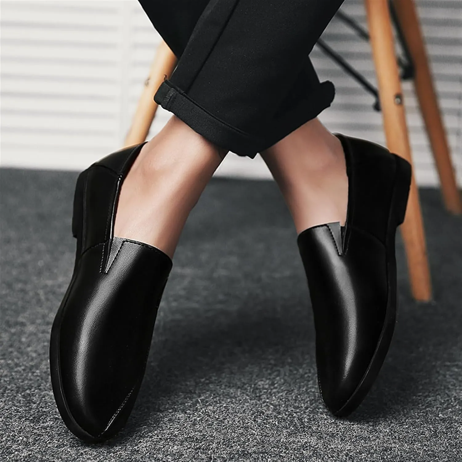 Dress Shoes for Men Men's Slip-On Casual Loafers Genuine Leather Outdoor Flats for Comfort and Style