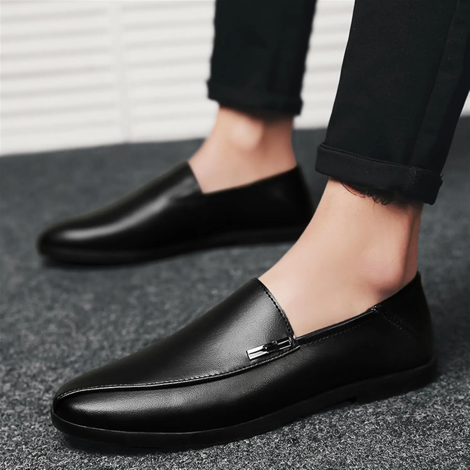 Dress Shoes for Men Men's Slip-On Casual Loafers Genuine Leather Outdoor Flats for Comfort and Style