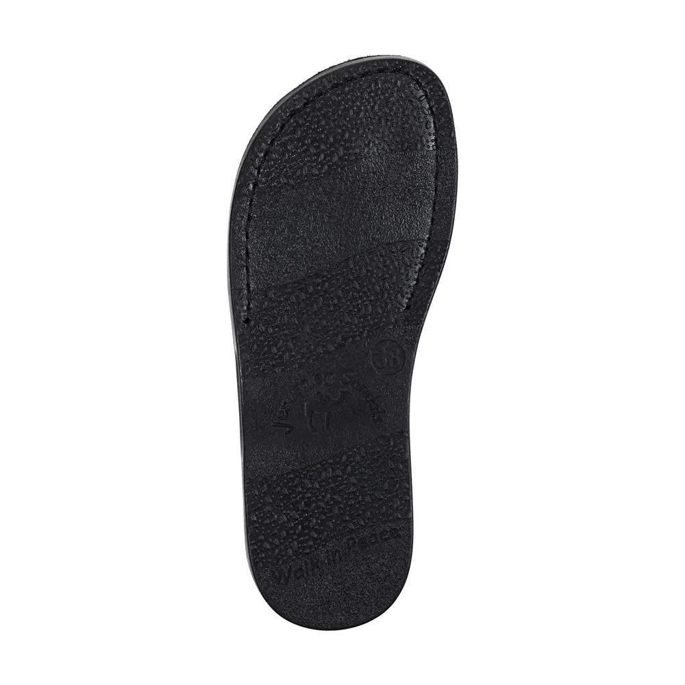 Elan - Leather Cross Strap Sandal | Black