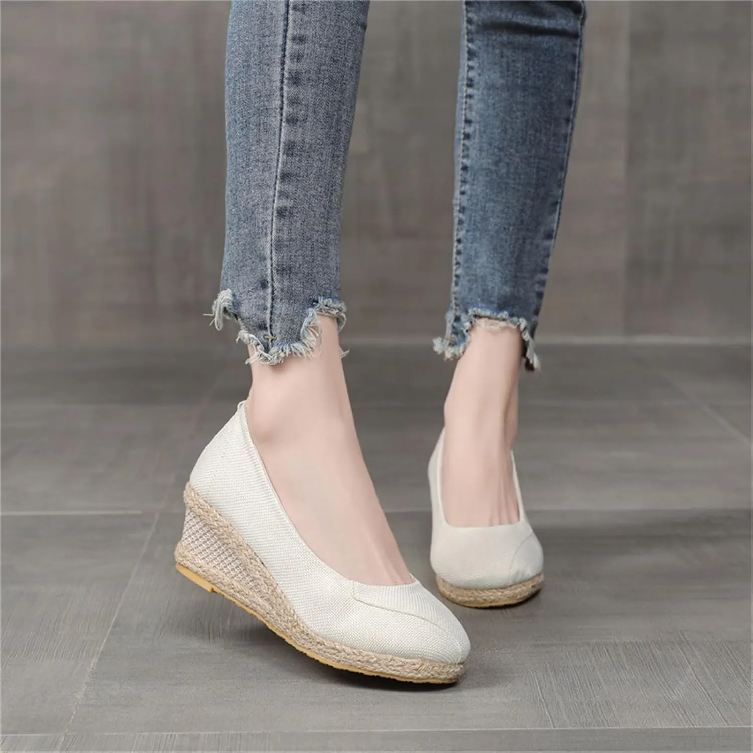 Espadrilles Wedges for Women Platform Sandals Closed Toe Comfortable Wedge Pumps Shoes, Breathable Slip On Woven Wedges Fashion Elegant Espadrille Platform Sandals