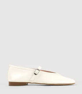 FLAVIA Choked Up Ballet with Strap in Bone Crinkle Patent