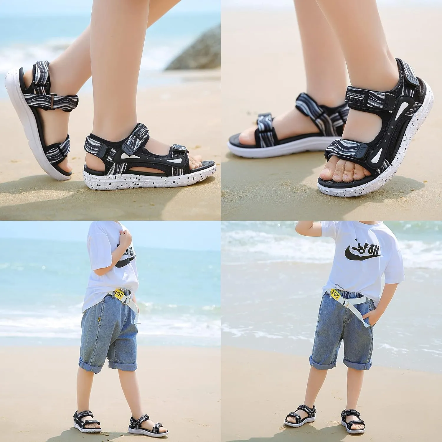 FLIOZY Kids Adjustable Straps Summer Sandals Boys Light-Weight Open Toe Sport Sandals Youth Outdoor Water Sandal