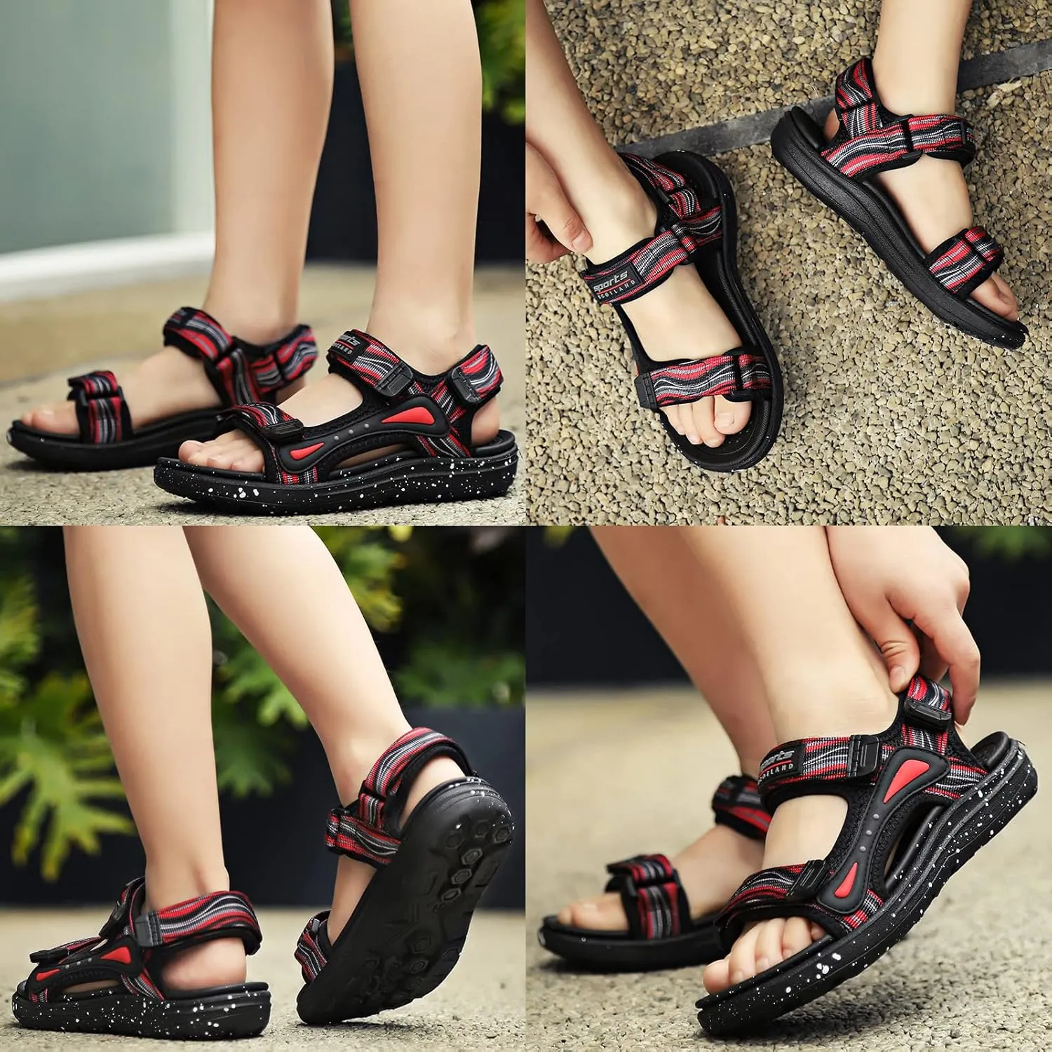 FLIOZY Kids Adjustable Straps Summer Sandals Boys Light-Weight Open Toe Sport Sandals Youth Outdoor Water Sandal