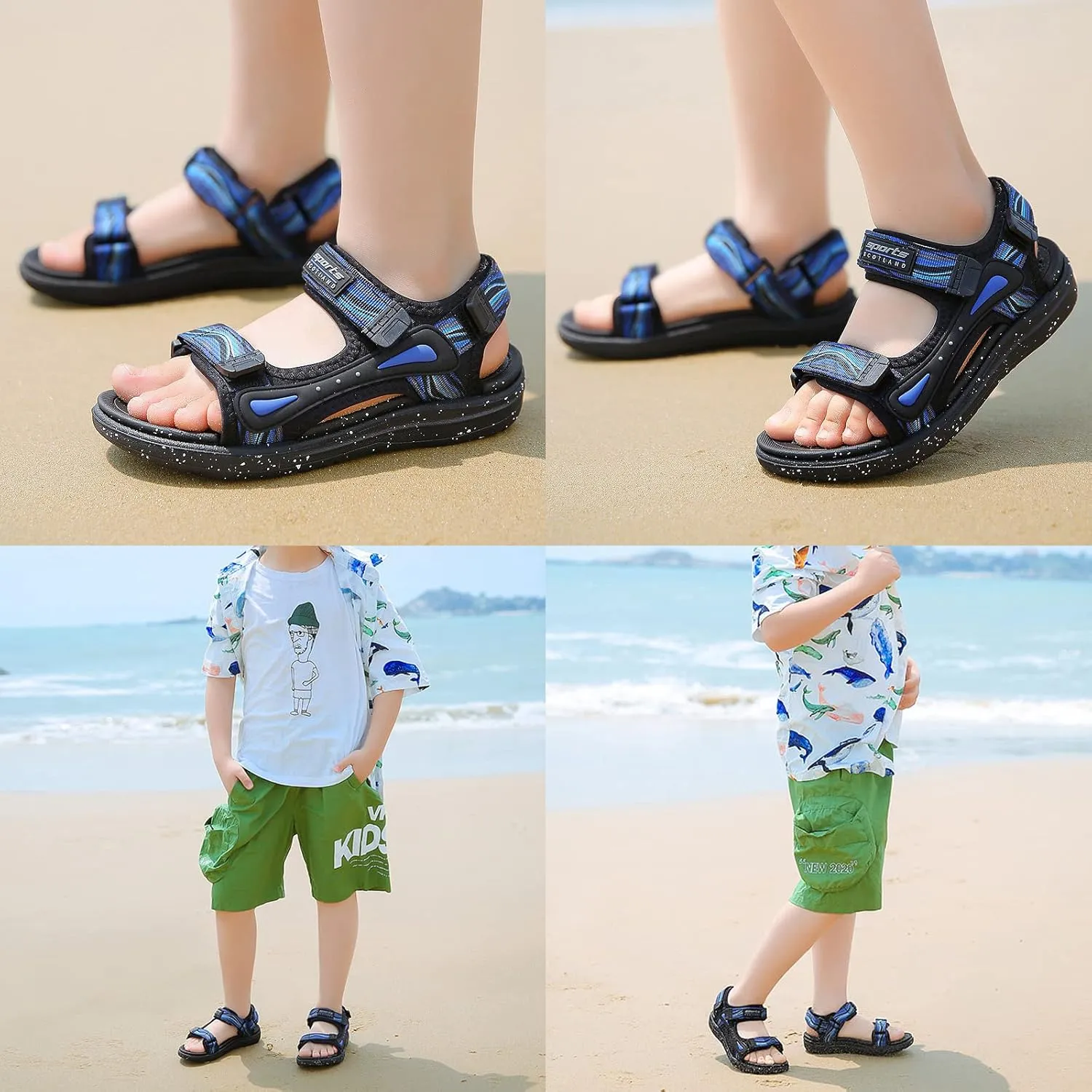FLIOZY Kids Adjustable Straps Summer Sandals Boys Light-Weight Open Toe Sport Sandals Youth Outdoor Water Sandal