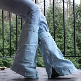 Fold Over Drapey Jeans Boots Brook-4
