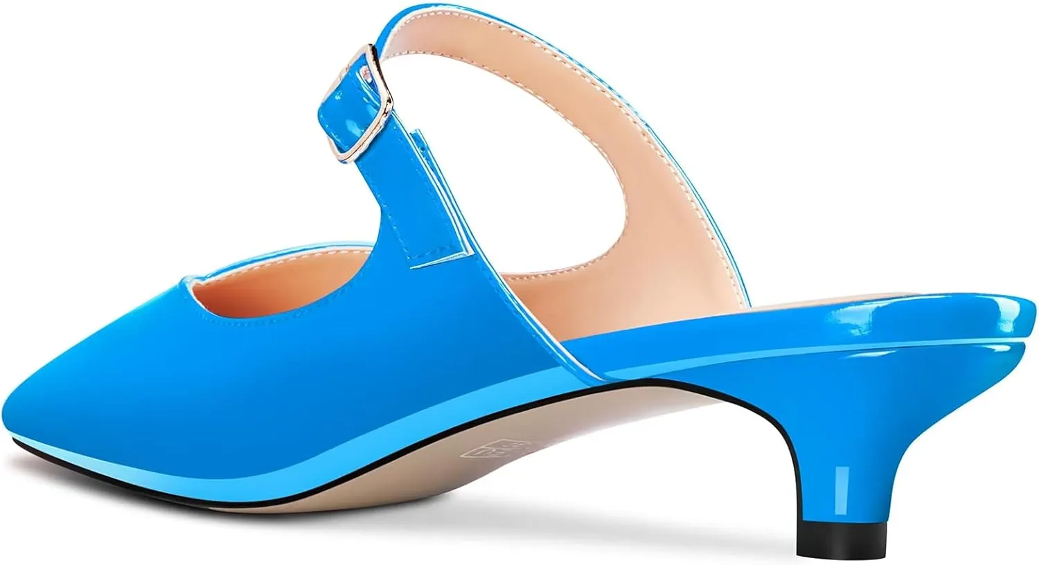HDEUOLM Women Low Kitten Heel Square Toe Pumps Slingback Slip-on Casual Basic Classic Mules Shoes