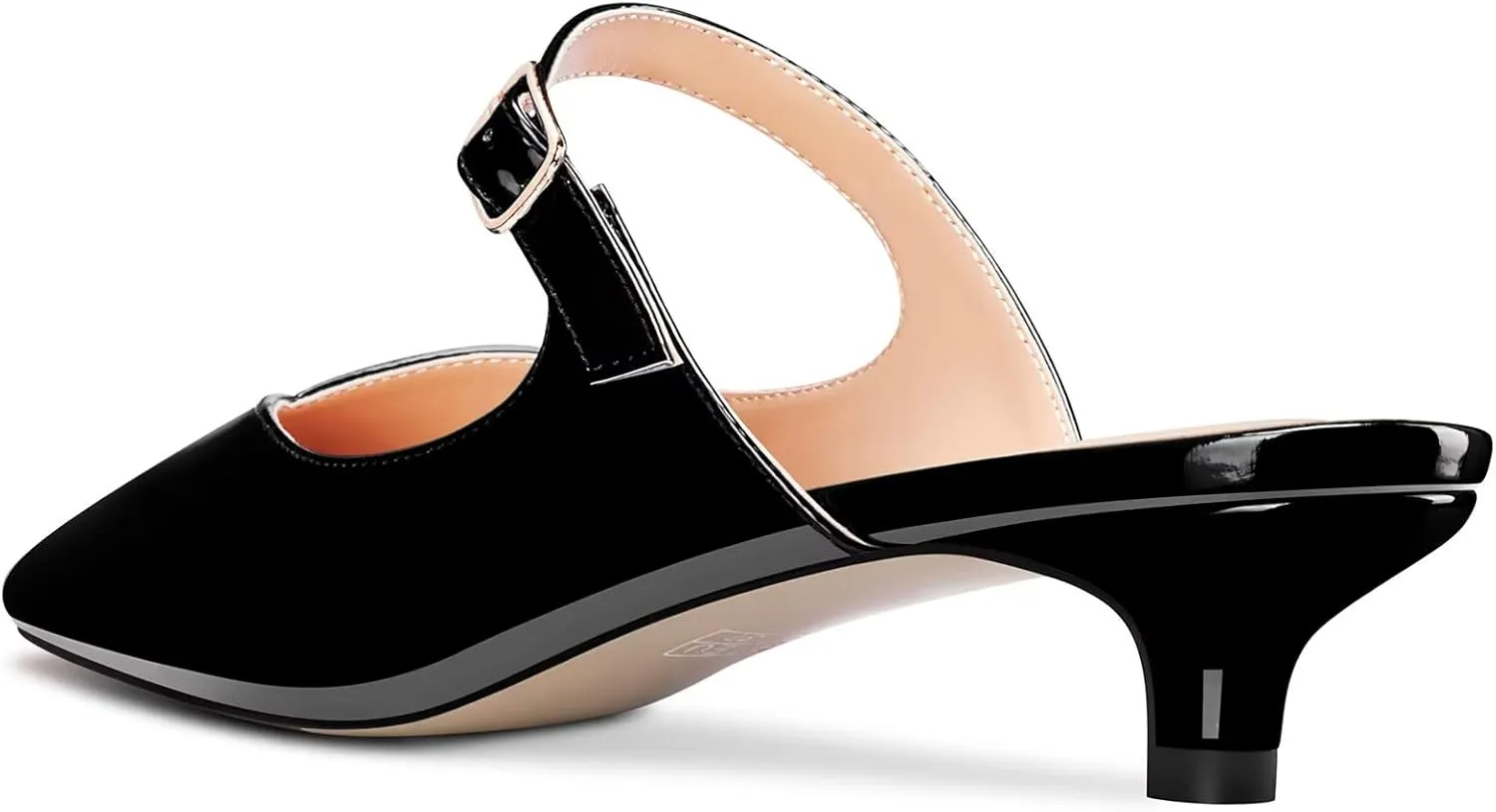 HDEUOLM Women Low Kitten Heel Square Toe Pumps Slingback Slip-on Casual Basic Classic Mules Shoes