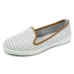 Hollow Out Soft Leather Flat Loafers Breathable  Driving Slip-ons