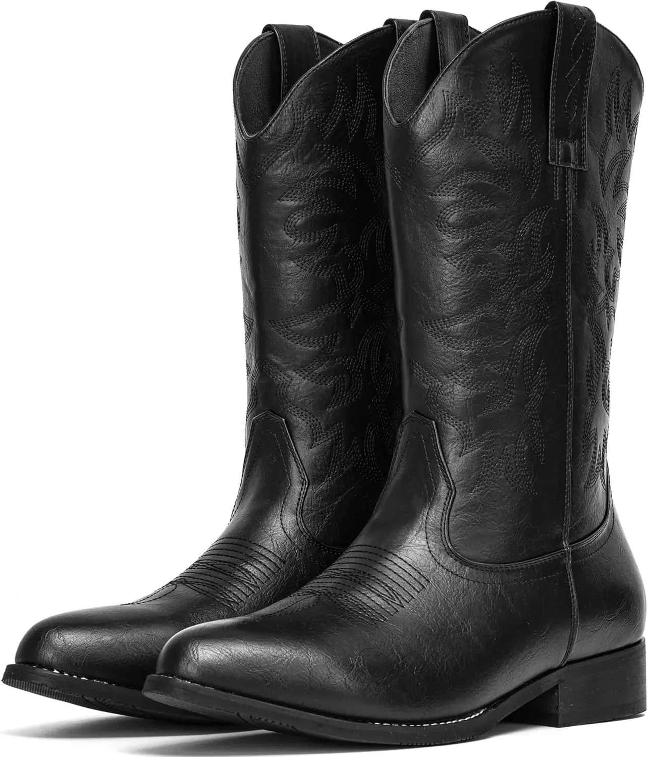 IUV Cowboy Boots For Men Western Boot Durable Classic Embroidered Snip Toe Boots