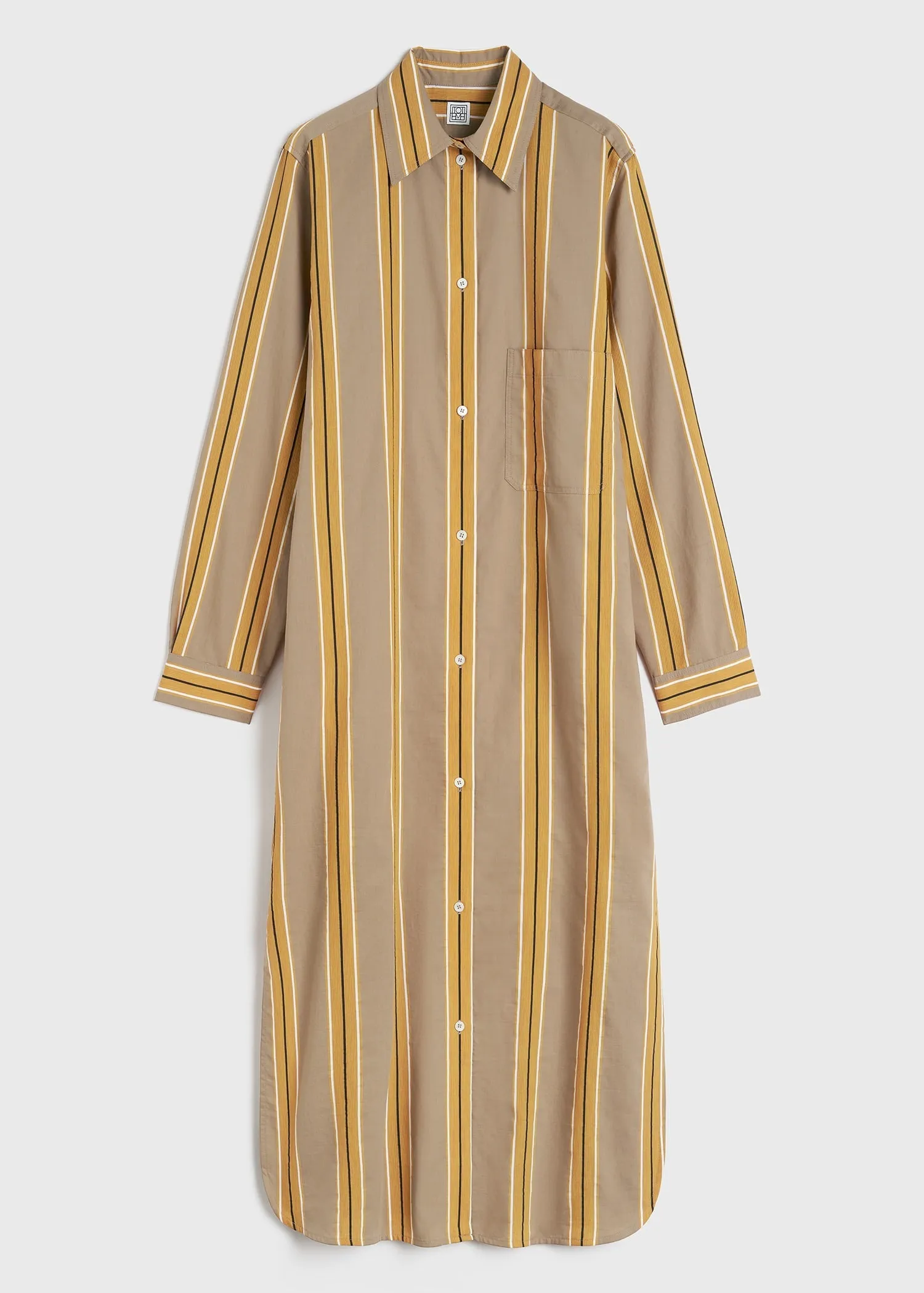 Jacquard-striped tunic dress caramel/cornsilk