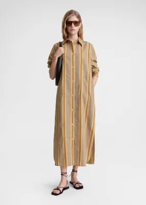 Jacquard-striped tunic dress caramel/cornsilk