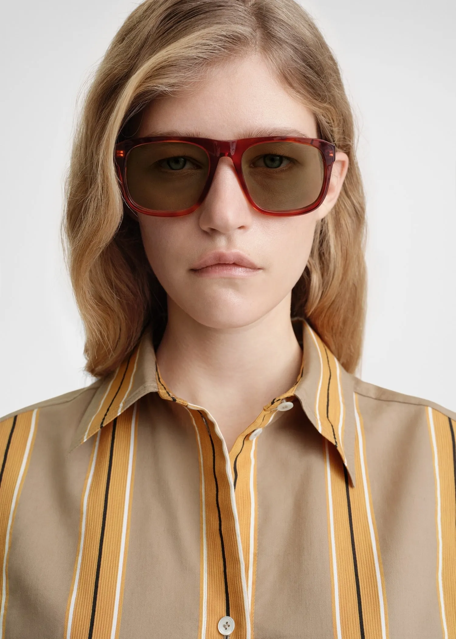 Jacquard-striped tunic dress caramel/cornsilk