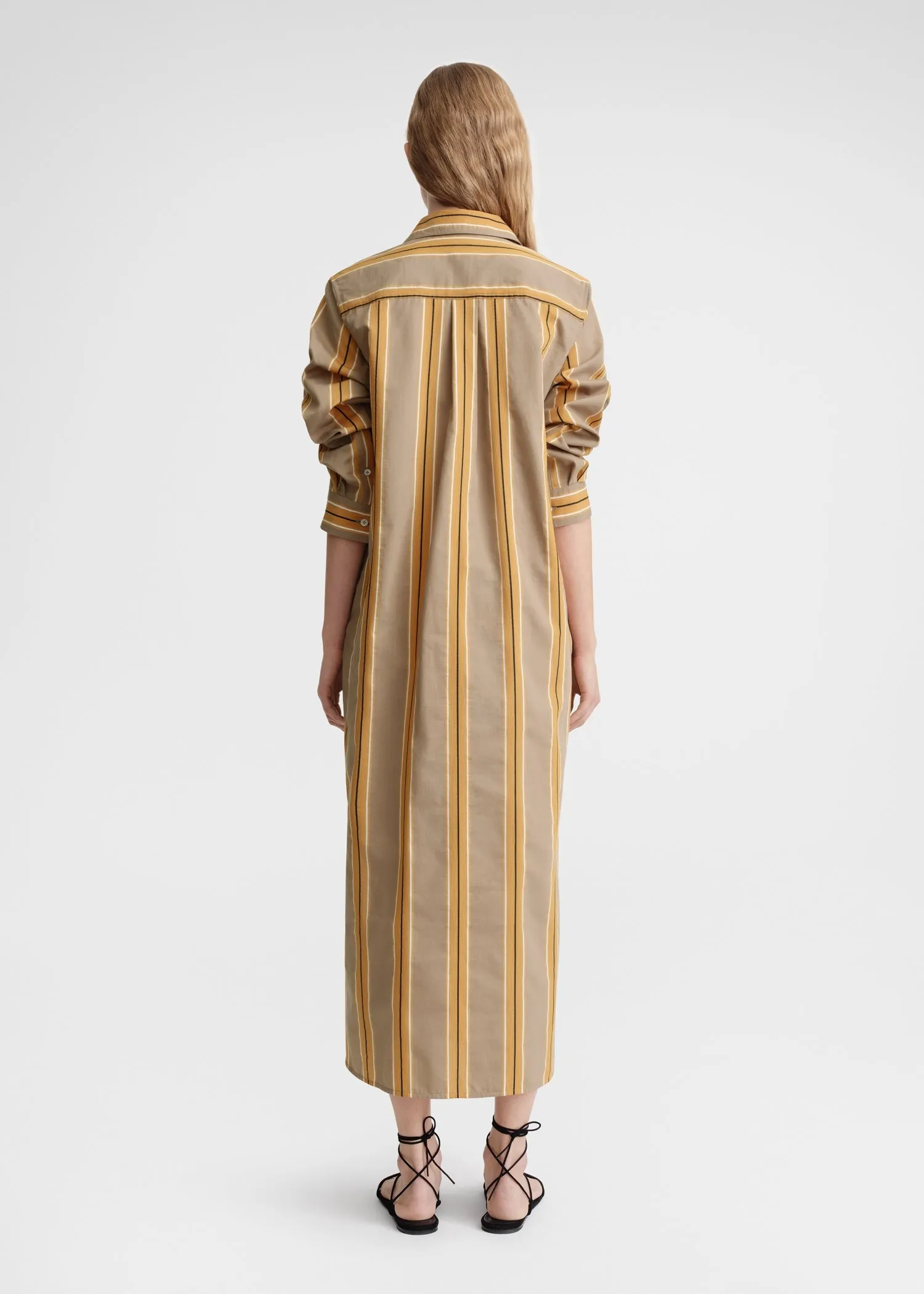 Jacquard-striped tunic dress caramel/cornsilk