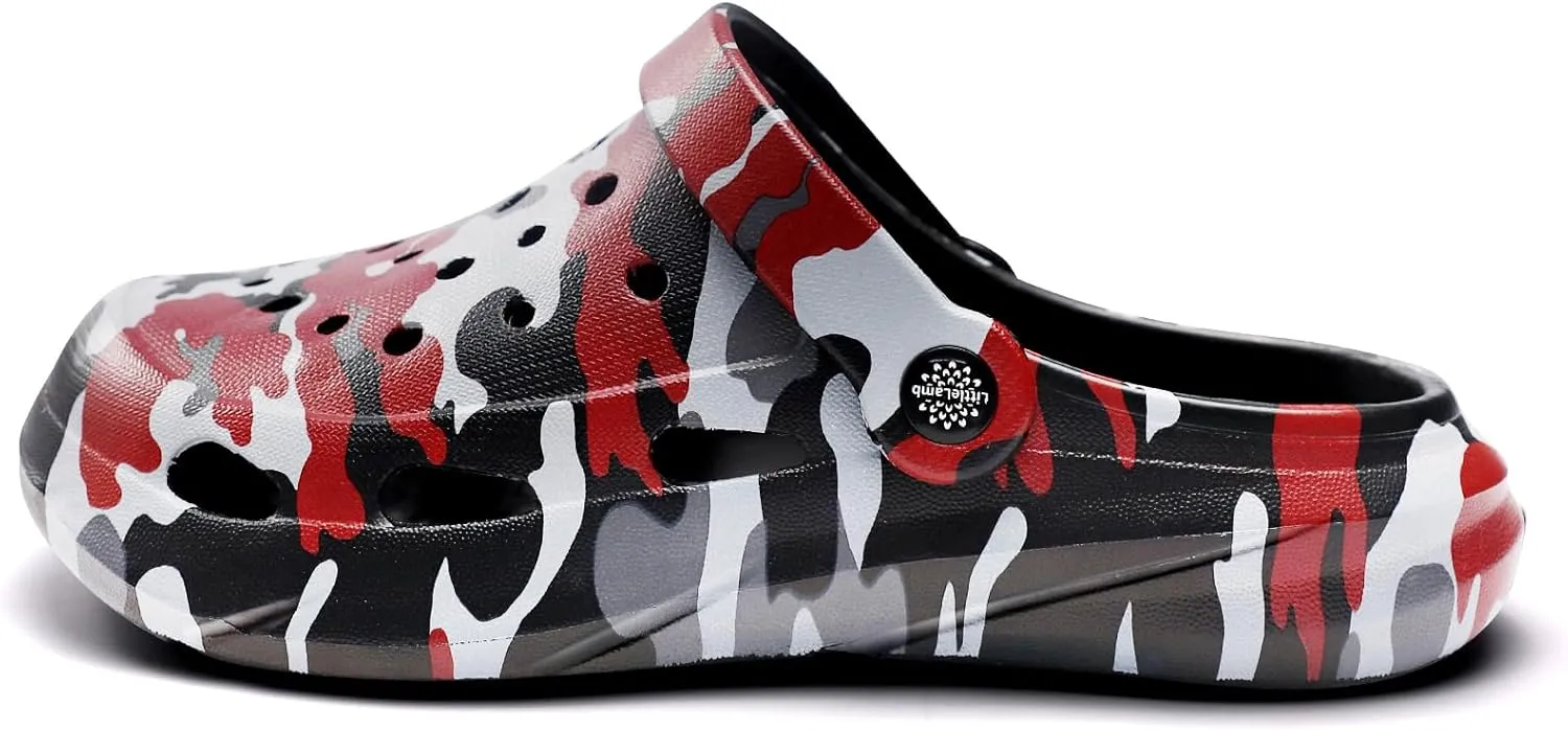 Kids Classic Camo Beach Clogs | Lightweight Water Sandals for Boys - Quick-Dry Non-Slip Light and Durable Little Kid/Big Kid