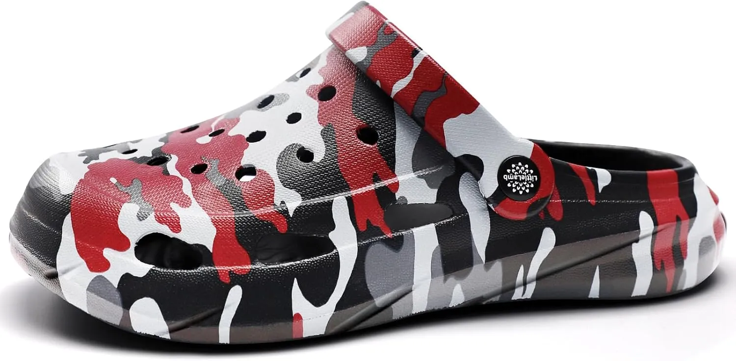 Kids Classic Camo Beach Clogs | Lightweight Water Sandals for Boys - Quick-Dry Non-Slip Light and Durable Little Kid/Big Kid