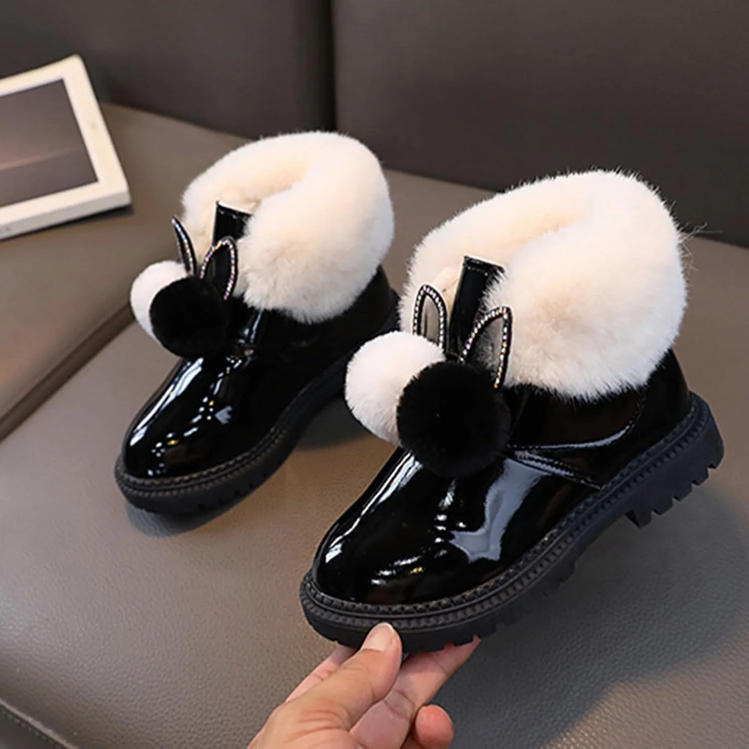 Kids Winter Boots Snow Boots for Girls Warm Winter Cute Durable Outdoor Princess Comfortable Faux Fur Lined Ankle Boots