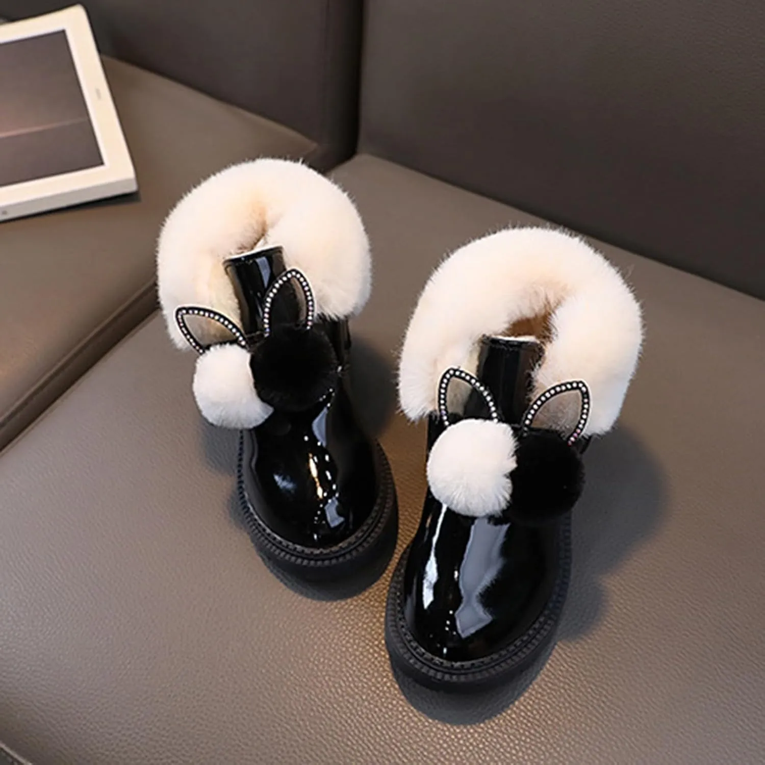 Kids Winter Boots Snow Boots for Girls Warm Winter Cute Durable Outdoor Princess Comfortable Faux Fur Lined Ankle Boots