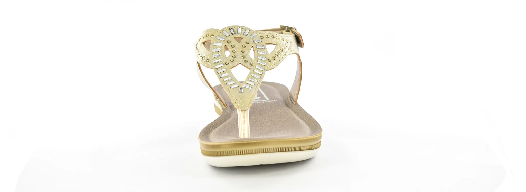 LADIES SAND LIGHT WEIGHT EMBELLISHED TOE POST SUMMER SANDALS
