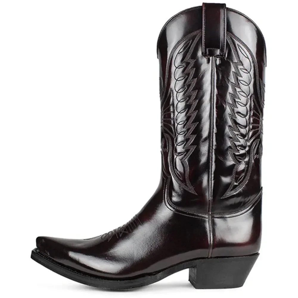 Men's Western Cowboy Boots - Embroidered Leather, Lightweight & Comfortable, Plus Size 35-48