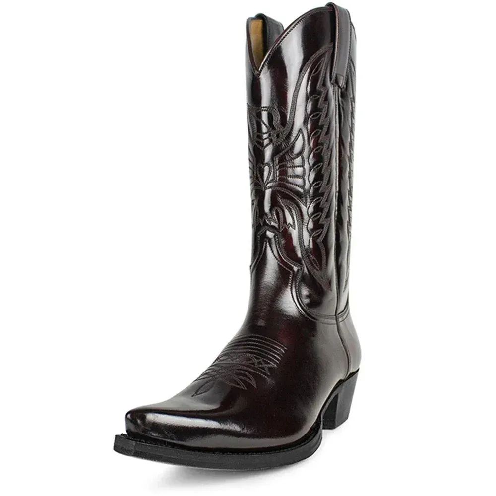 Men's Western Cowboy Boots - Embroidered Leather, Lightweight & Comfortable, Plus Size 35-48