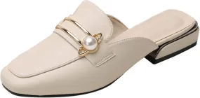 Minishion Summer Mules Shoes for Women Casual Heeled Loafers Slides