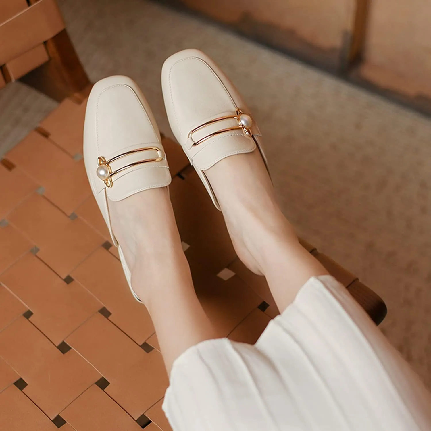 Minishion Summer Mules Shoes for Women Casual Heeled Loafers Slides