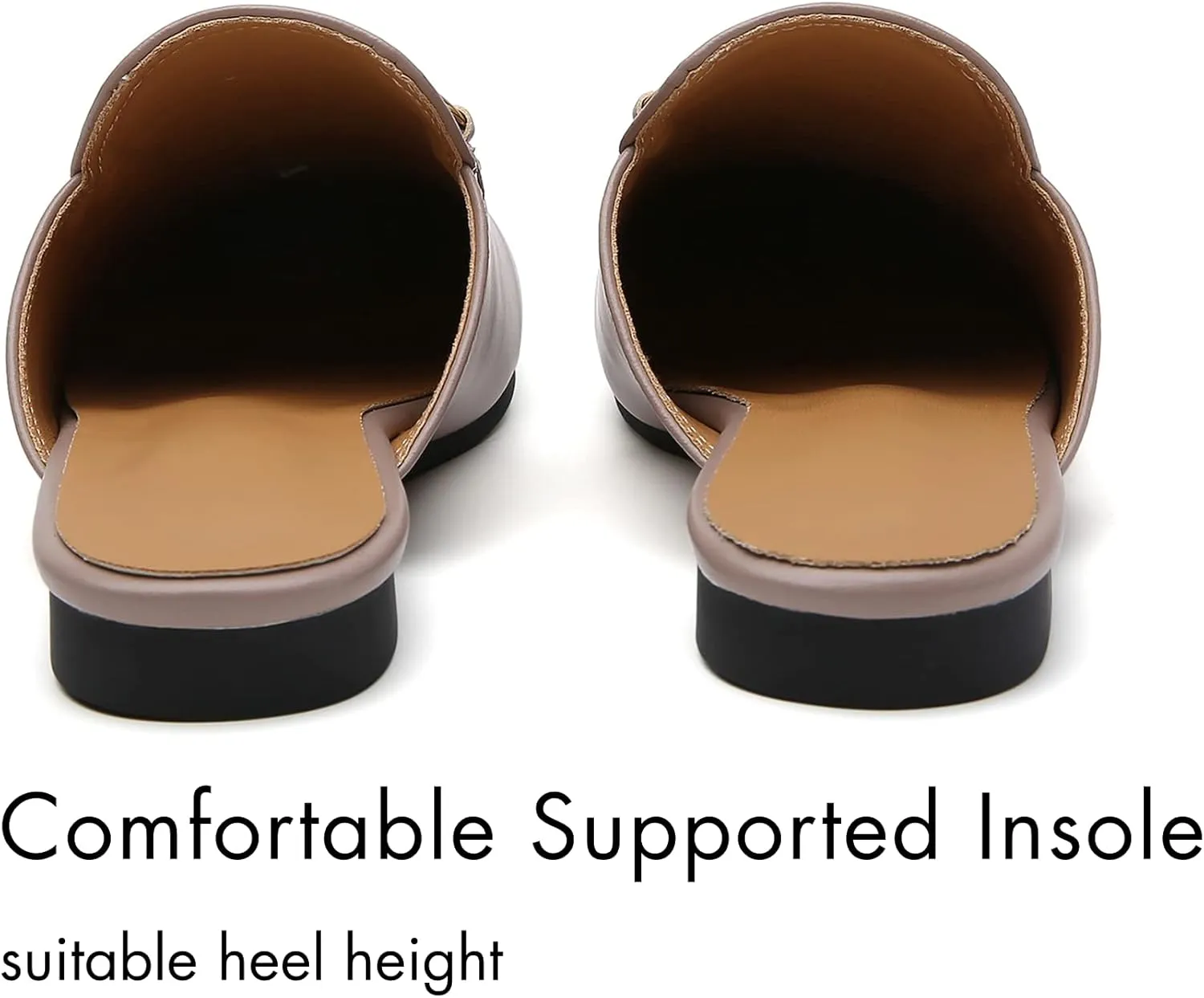Minorsu Buckle Mules for Women Flats Round Toe Mule Backless Slides Slip On Loafer Shoes
