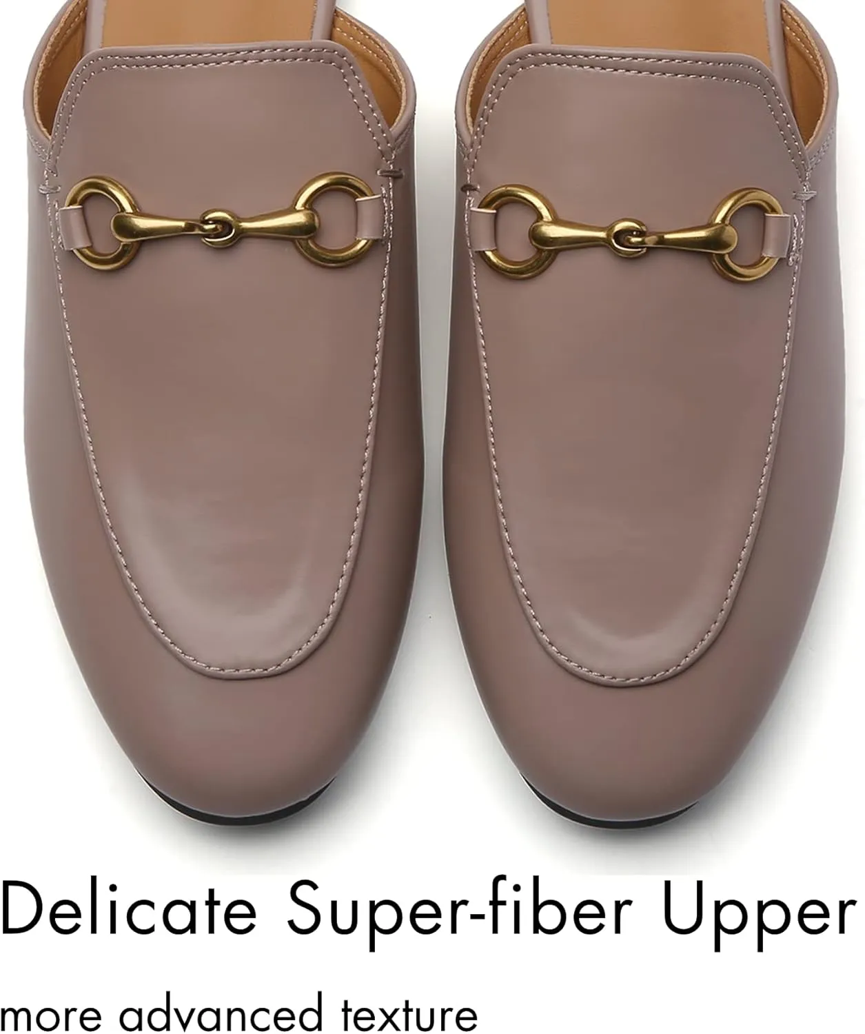 Minorsu Buckle Mules for Women Flats Round Toe Mule Backless Slides Slip On Loafer Shoes