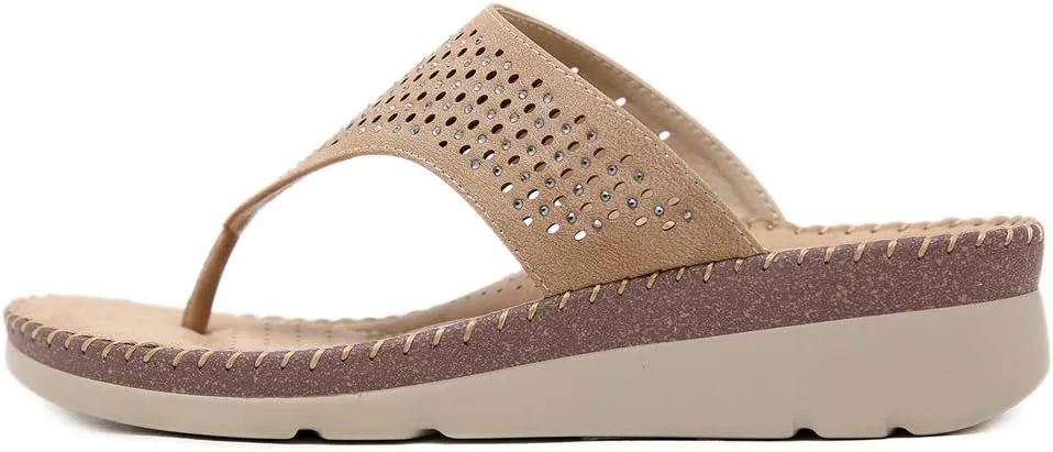 MIOKE Women's Bohemia Low Wedge Flipflops Sandals Glitter Rhinestone Slip On Platform Summer Beach Thong